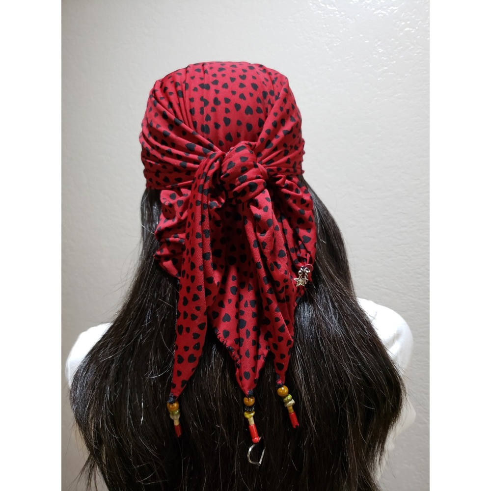 Handmade Bandana Headscarf Tassel Bead Boho Scarf Coquette Goth Hippie Festival